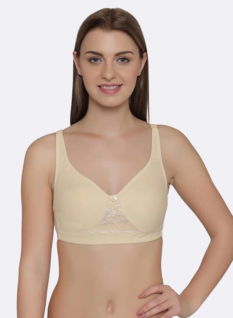 Clovia Multicolour Non-Padded Non-Wired Full Coverage T-shirt Bra in White & Cream - Cotton for Women | Best Price UAE